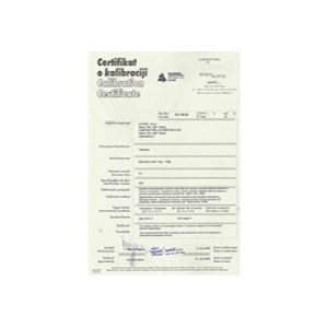 Kalibracijski certifikat CAL-DT