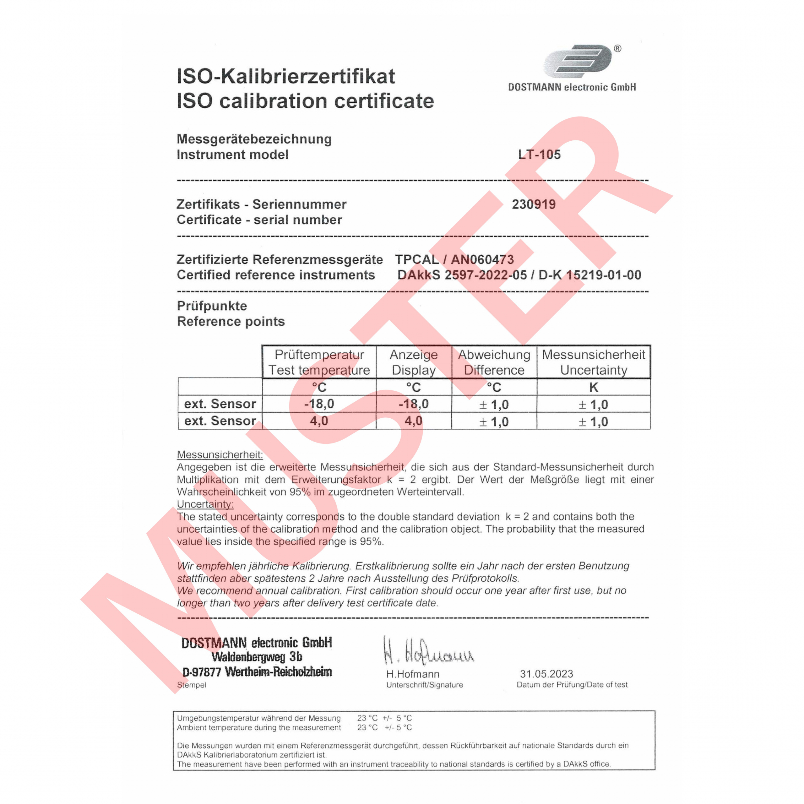 LT105 - Laboratorijski termometar 5020-0575Z uklj. certifikat - Slika 2