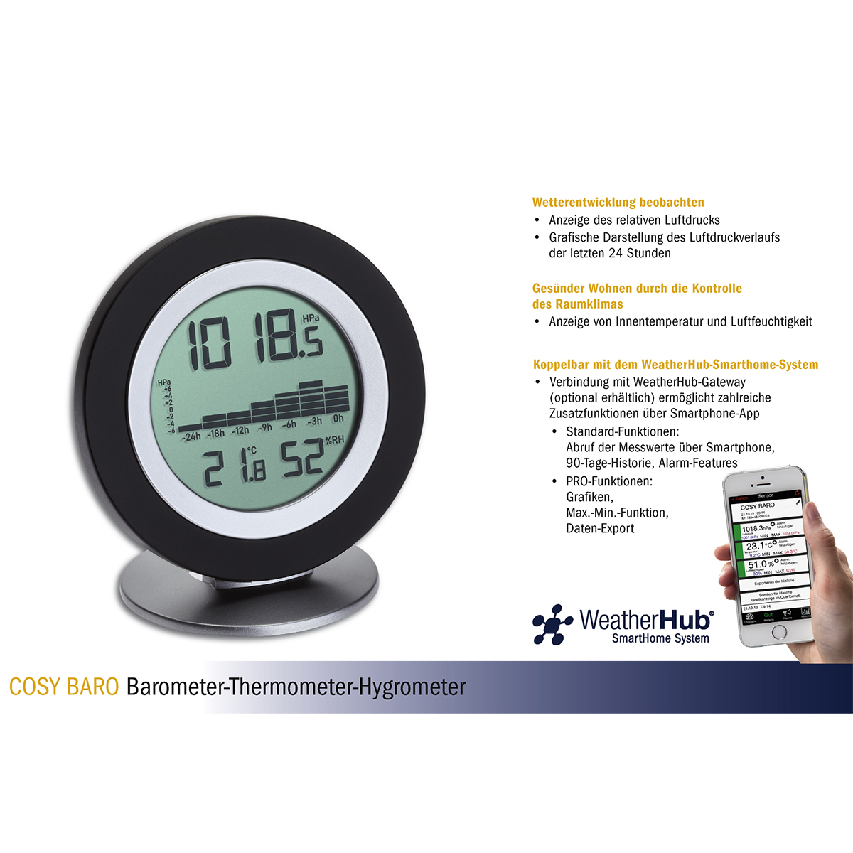 Termo-higro-barometar COSY BARO 35-1154.01 - Slika 4